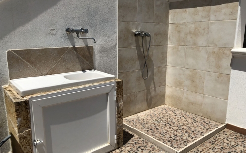 sink area and outdoor shower